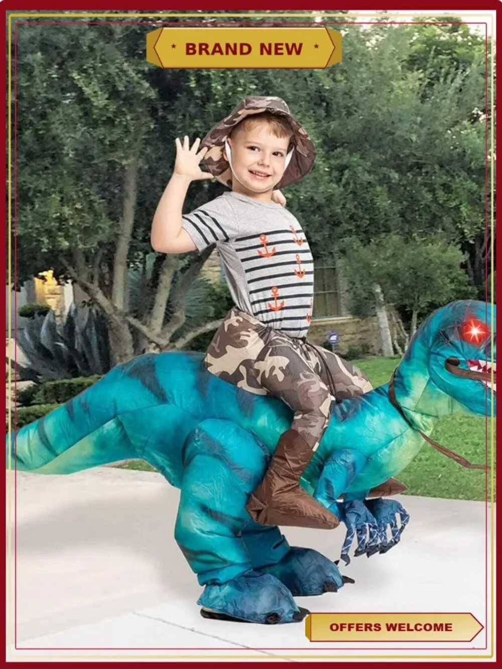 GOOSH Kids Inflatable Dinosaur Costume 55in Halloween Blow Up Suit